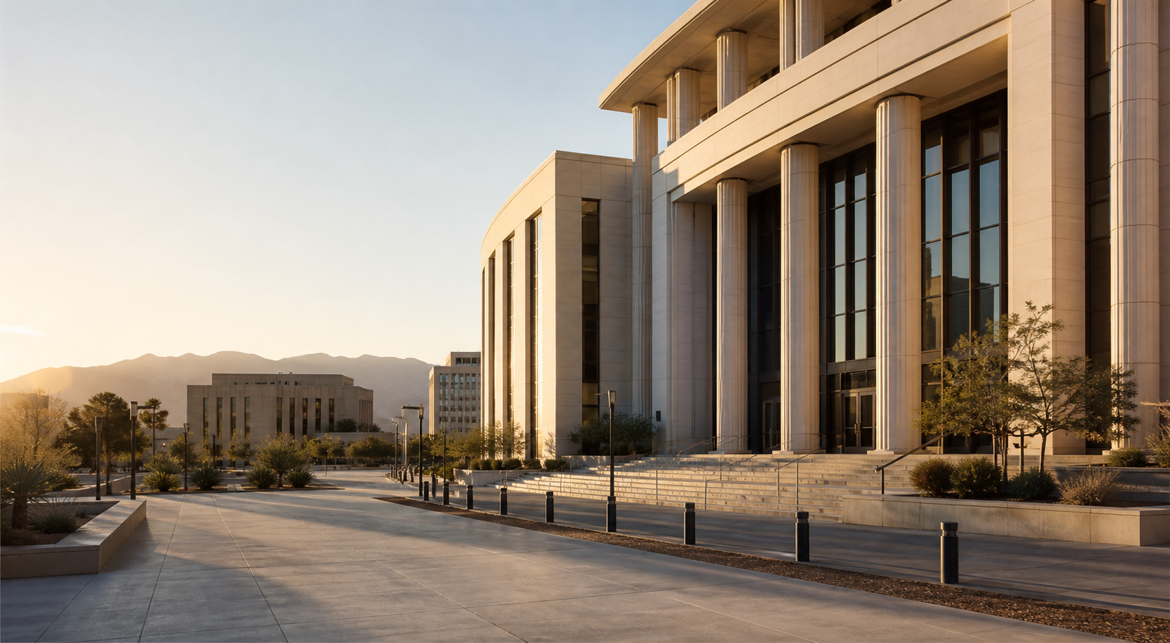 Las Vegas civic district architecture near a legal office